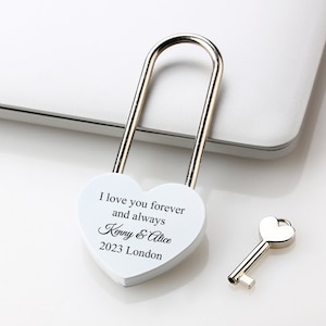 Cadeado de coração personalizado, cadeado de amor gravado, cadeado de amor personalizado, presente de aniversário, presente de dia dos namorados, presente de casamento para esposa e marido