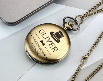 Personalised Pocket Watch, Wedding Party Gift, Best Man Gifts, Custom pocket watch, Father of Groom Gift, Valentine's Day Gift for Boyfriend