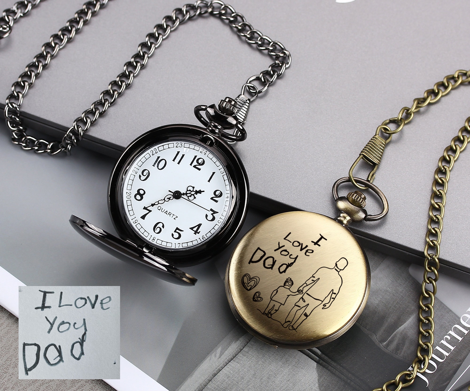 OROLOGIO DA TASCA Vintage Fogli Mobili Quarzo Uomo Donna EUR 9,13