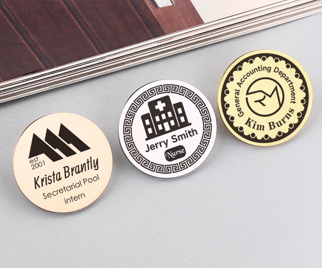 Stainless Steel Customized ID Tag, Personalized Name Brooch, Engraved ...