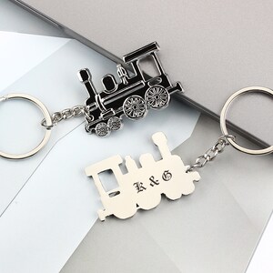 Small Train Metal Silver Keychain, Personalized Text Engraved Keychain ...