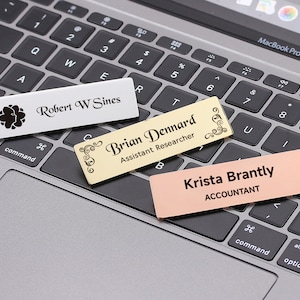 Custom Engraved Name Tag Badges, Personalized Identification with Pin, Business Name Tag/ID Badge Name Badges for Classroom, Business