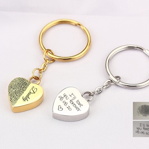 Personalized Urn Keychain for Human Ashes, Engraving Handwriting Cremation Memorial Heart Keychain, Ashes Keepsake for Human or Pets Ashes