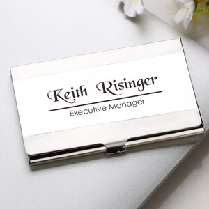 Boîte pour cartes de visite personnalisée en acier inoxydable avec écriture manuscrite, Boîte pour cartes de visite personnalisée avec initiales, Cadeau pour petit ami