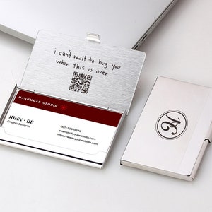 Kundenspezifische Sprach QR-Code-Edelstahl-Visitenkartenbox, personalisierte Initialen-Namenskartenbox, Geschenk für Sohn