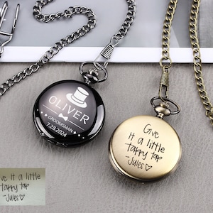Custom Handwriting Pocket Watch, Pocket Watch for Fathers Day Gifts, Wedding Gift,Best Man Gift,Father of Groom Gift,Groomsmen Gifts