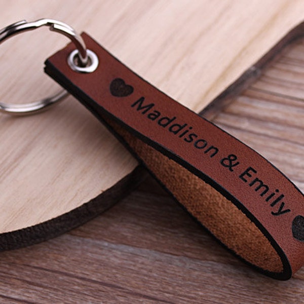 Personalized Leather Keyring, Handcraft Leather Keychain, Anniversary, Wedding, Birthday or Graudation Gift-Valentine's Day Gift