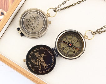 Gepersonaliseerd koperen kompas, gegraveerd kompas, jubileumcadeaus voor mannen, vaderdagcadeau voor papa, kerstcadeaus voor vriend