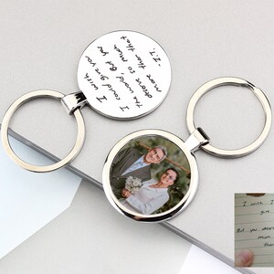 Personalized Handwriting Keychain, Disc Handwriting Personalised Photo Keyring, Anniversary Keyring, Gift For Daughter