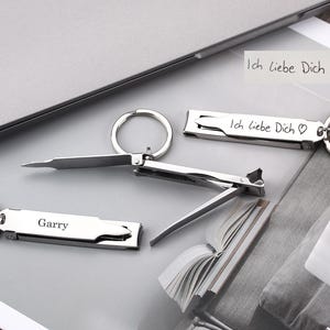 Llavero de cortaúñas personalizado, llavero de cortaúñas portátil personalizado con escritura a mano, cortador de uñas para viajes, hogar, oficina