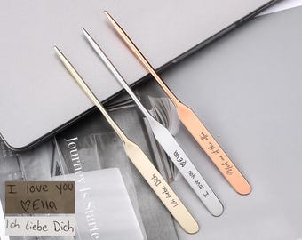 Personalized Stainless Steel Makeup Spatula, Custom Handwriting Foundation Spatula, Foundation Cream Mixing Tool, Girlfriend Gift