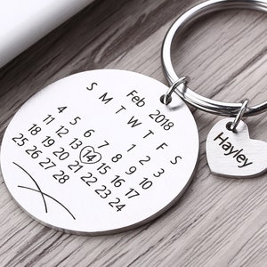 Engraved Calendar Keychain - Personalized Calendar Key Chain - Signature Calendar Keychain - Custom Calendar Keyring - Wedding Gift