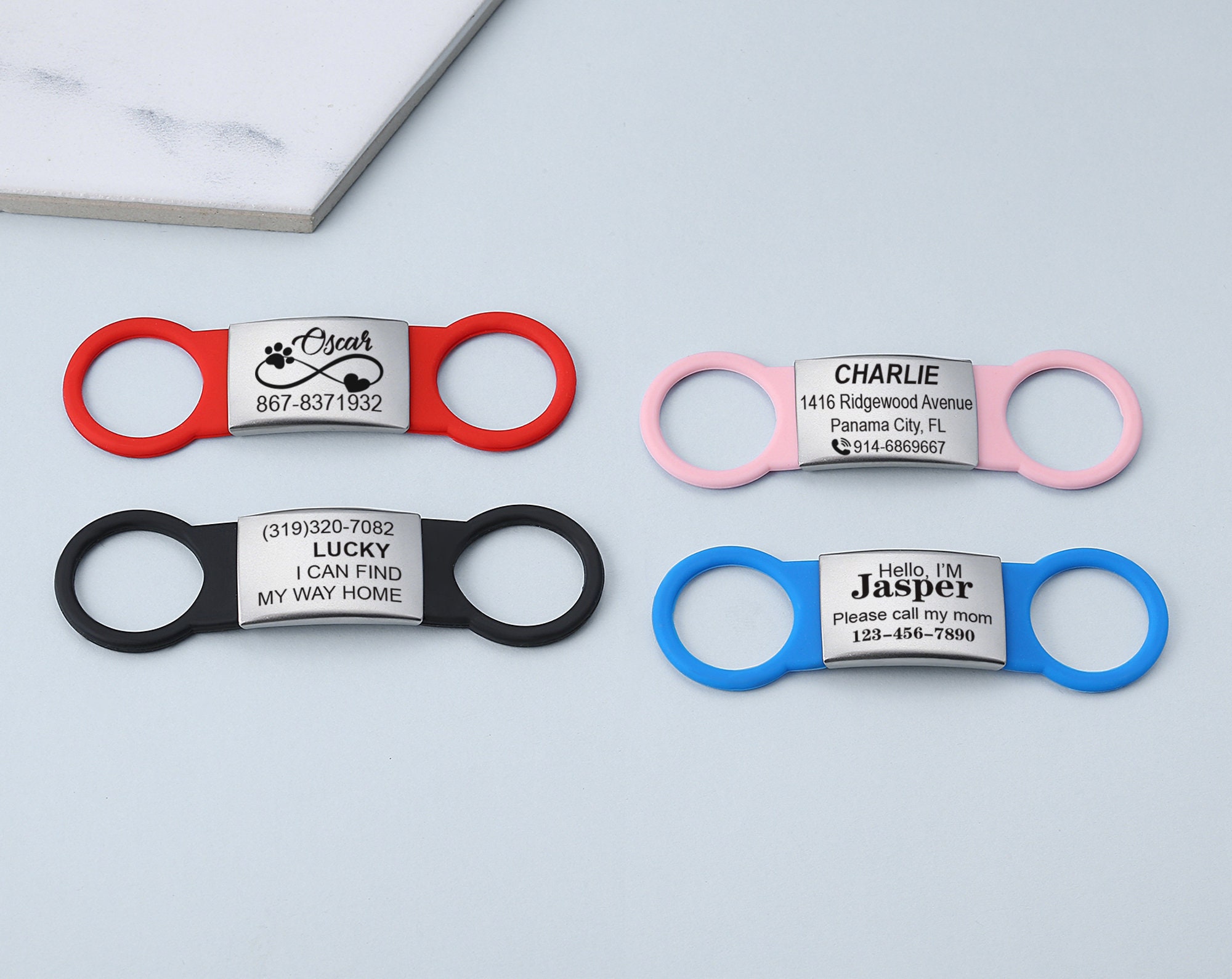 Silent Pet ID Tags Stainless Steel and Rubber Over the collar Etsy