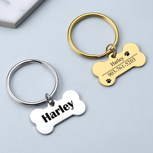 Stainless Steel Pet Name Tag,Pet ID Tags,Personalized Dog Tag,Custom Dog Tag with Bone Shape,Dog ID Tag,Bone Dog Tag,Dog Collar Tag,Pet Gift