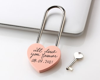 Personalised Heart Padlock, Engraved Love Lock,  Custom Engagement Love Lock, Anniversary gift for Boyfriend, Wedding gift for wife Husband