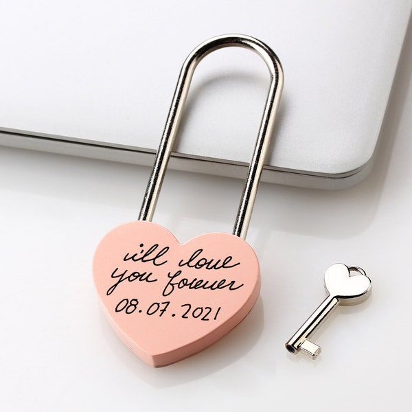 Personalised Heart Padlock, Engraved Love Lock,  Custom Engagement Love Lock, Anniversary gift for Boyfriend, Wedding gift for wife Husband
