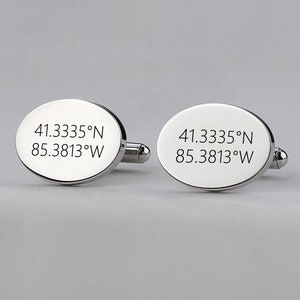 Personalized Classic Oval Cufflinks, Monogrammed Cuff Links, Custom Initial and Date Cufflinks, Anniversary Gift for Husband