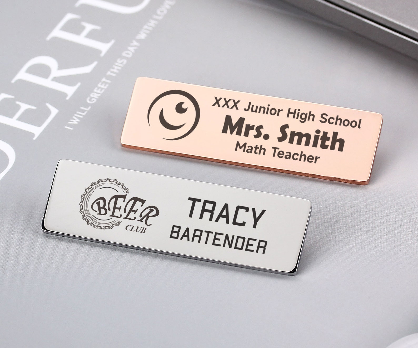 Engraved Name Tag Badges, Personalized Identification With Pin ...