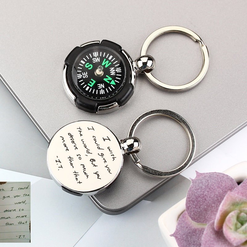 Engraved Compass Keychain - Etsy