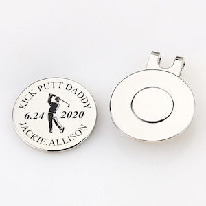 Custom Golf Ball Marker, 25mm Magnetic Steel Hat clip, Personalised golf gift, Fathers Day Gift for Men, Gift for Dad or Grandfather