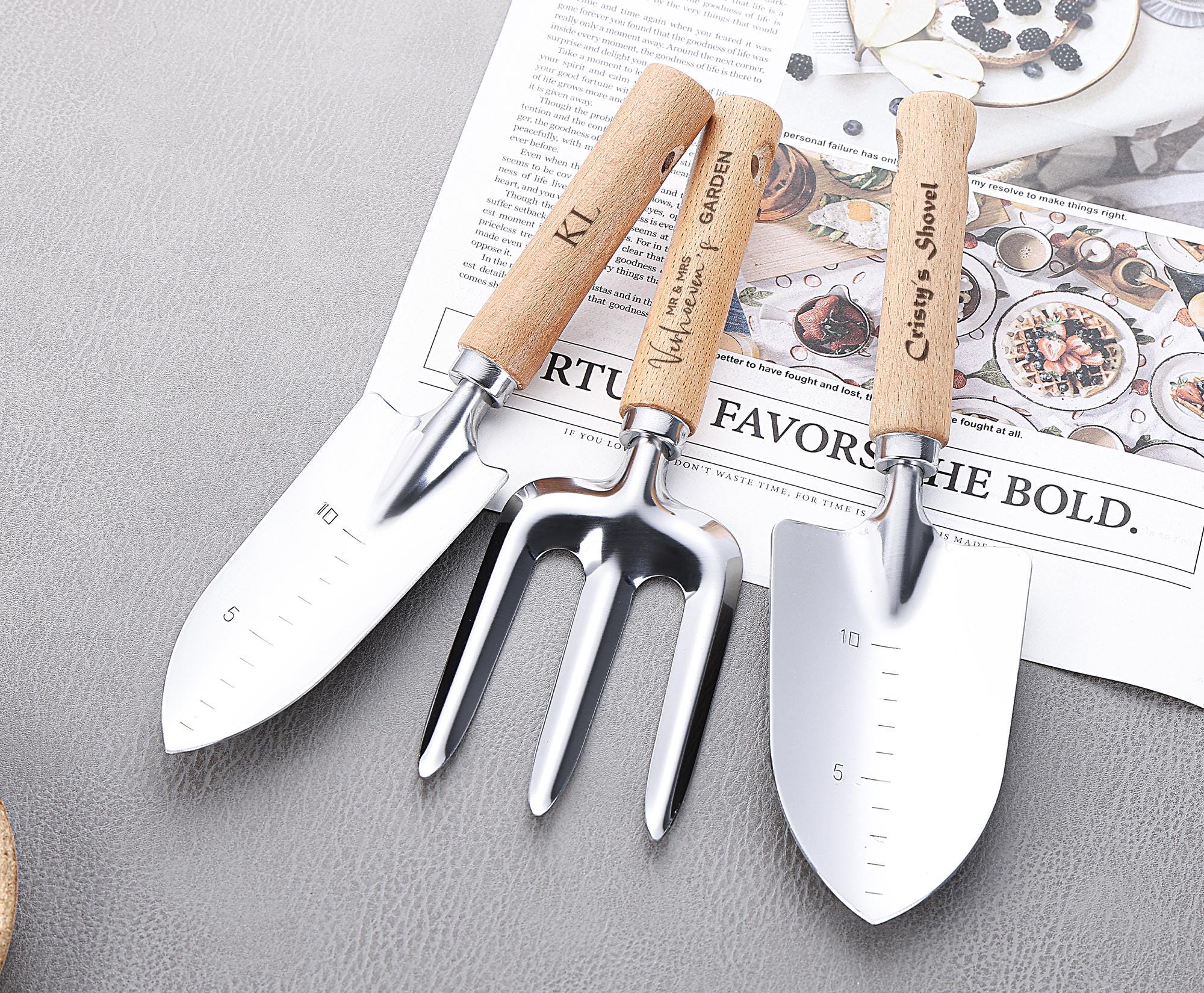 Trowel And Rake Personalized 3 Piece Garden Tool Set, Customized Garden Trowel and Rake ...