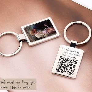 Individuelle Handschrift Schlüsselanhänger, Stimme QR-Code Foto Schlüsselanhänger, Edelstahl Schlüsselanhänger, Geschenk für Ihn, Geburtstagsgeschenk