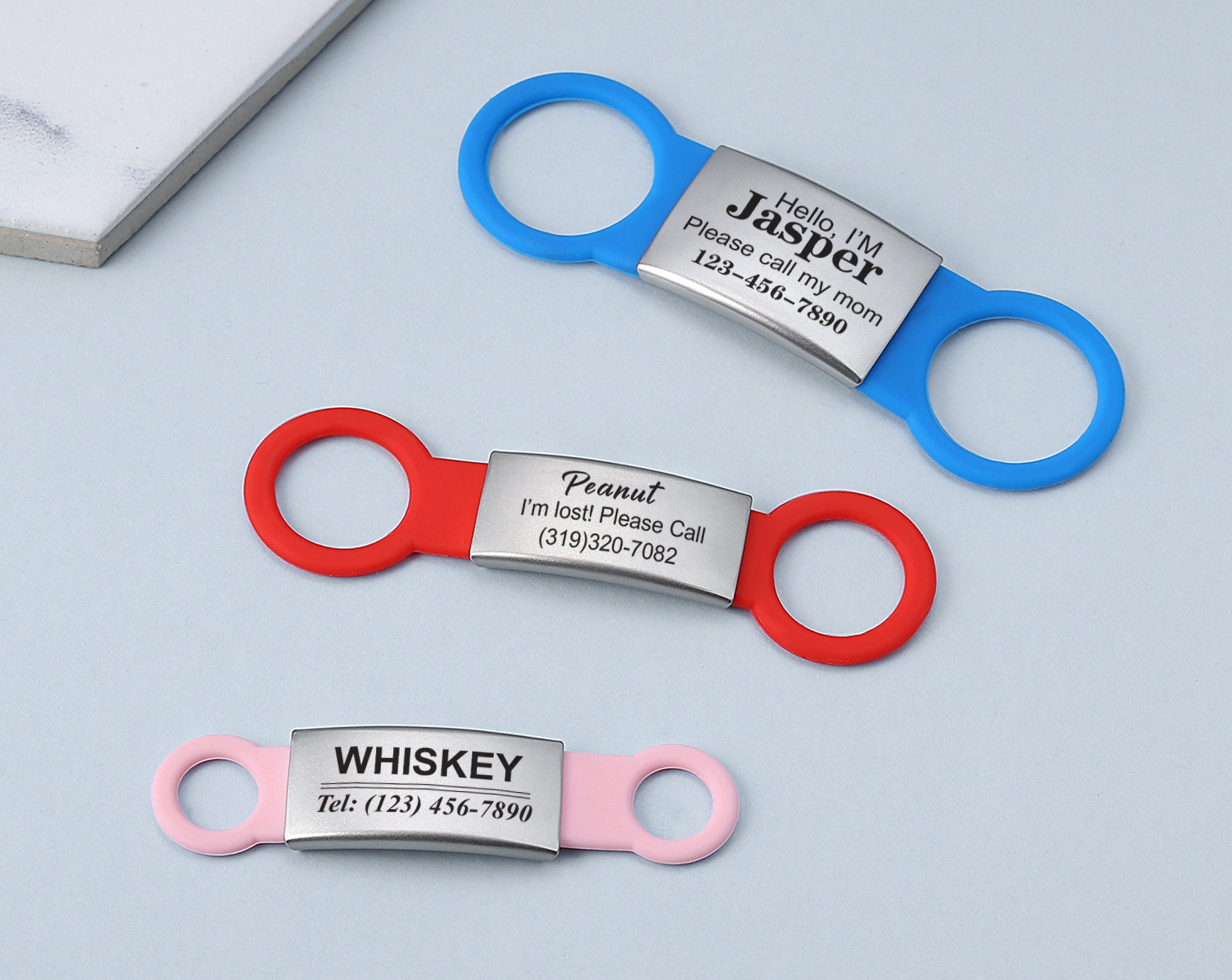 Silent Pet ID Tags Stainless Steel and Rubber Over the collar Etsy