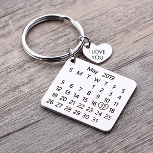 Personalized Calendar keychain Custom Date Save Key Chain Significant Date Marker Custom Anniversary Gift-Valentine's Day Gift image 3