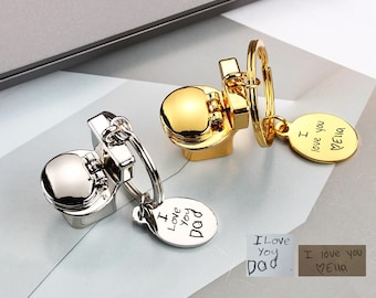Persoanlized Toilet Key Chain, Custom Handwriting Signature keychain, 3D Mini Flush Toilet Model Keychain, Christmas Gift, Anniversary Gift