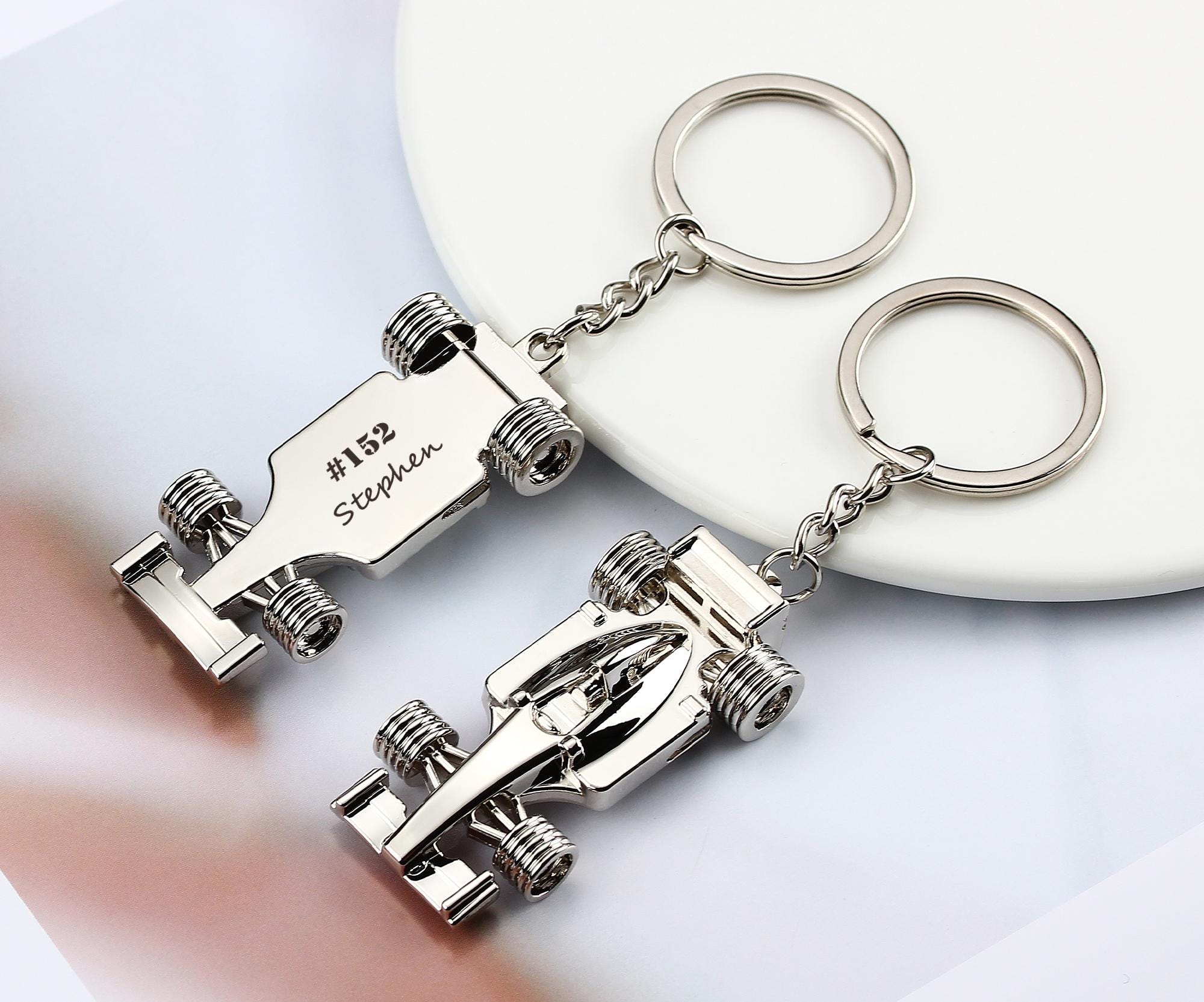 HTRTRR Set di 2 portachiavi carini charms, angelo custode, portachiavi auto, patente di guida, regalo di compleanno, argento/oro, S