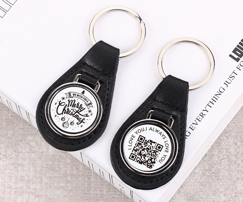 Voice QR Code Photo Keychain, PU Leather Customized Metal Keychain ...