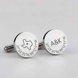 Personalized Round Cufflinks,Personalized Cuff Links, Personalised Engraved Silver Father of the Groom or Bride Wedding Cufflinks