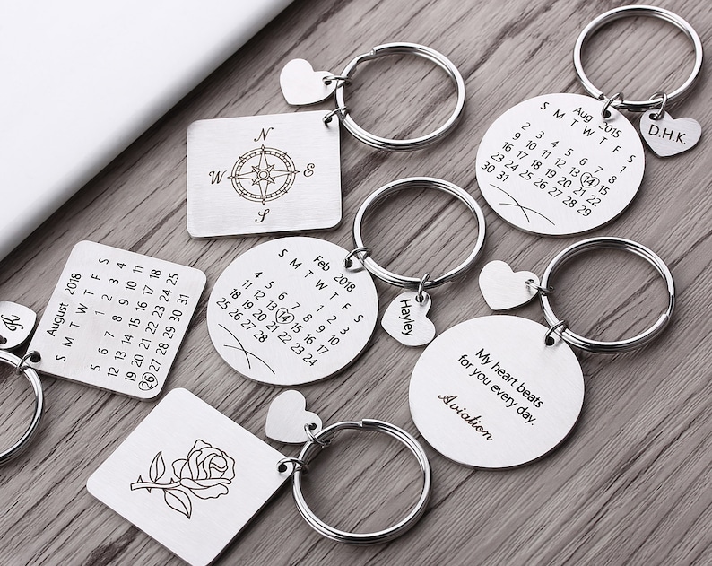 Personalized Calendar keychain Custom Date Save Key Chain Significant Date Marker Custom Anniversary Gift-Valentine's Day Gift image 4