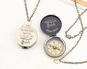 Customized text Brass Compass, Engraved Working Compass, Class of 2023 Gift, Grad Gifts Compass, Gift For Son