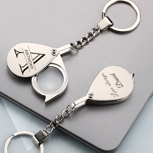 Lupa de lectura de bolsillo portátil personalizada, llavero con lupa de 20 aumentos, llavero con lupa plegable pequeña grabada, regalo de aniversario