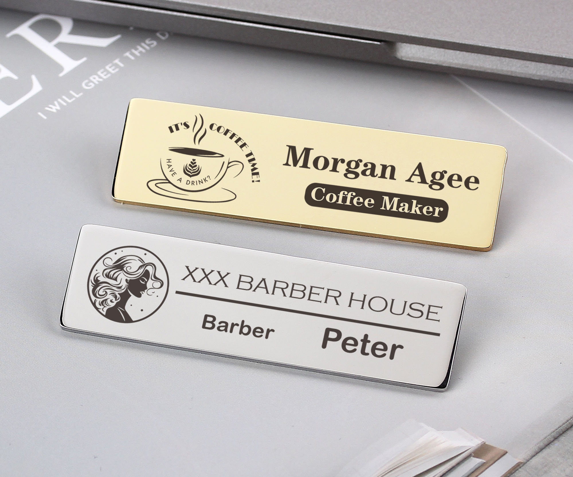 Engraved Name Tag Badges, Personalized Identification With Pin ...