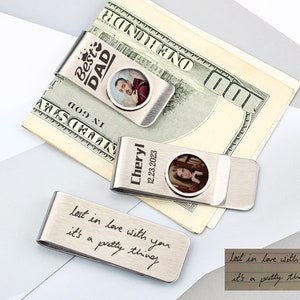 Custom Handwriting Photo Money Clip, Personalized Name Photo Money Clip, Best Dad Stainless Steel Money Clip, Monogram Money Clip