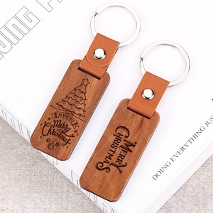 Customized Christmas Gift, Personalized Christmas Tree Wooden Keychain, Handwritten Engravable Keychain, Gift For Mom