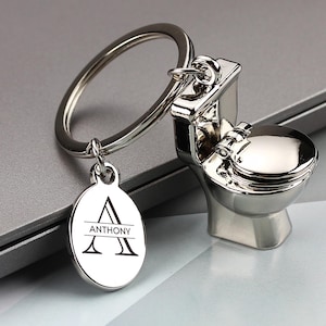 Llavero de inodoro personalizado, llavero con nombre personalizado, llavero con modelo de inodoro en 3D en miniatura, regalo de Navidad personalizado, regalo de aniversario