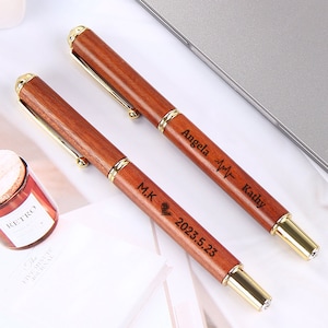 Wooden Gel Pen, Personalized Initial Pen, Graduation Gift, Black Ink