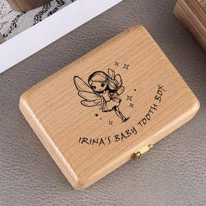 Wooden Tooth Box Fairy, Personalized Name Tooth Keepsake Box for Girls & Boys, Wooden Tooth Storage Saver Box for Lost Teeth, Birthday Gift