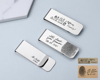 Benutzerdefinierte Geldklammer Handschrift Fingerabdruck Geldspange, gravierte Groomsmen Geldklammer, Jahrestagsgeschenk, Geschenk für Ehemann, Trauzeugen Geschenk