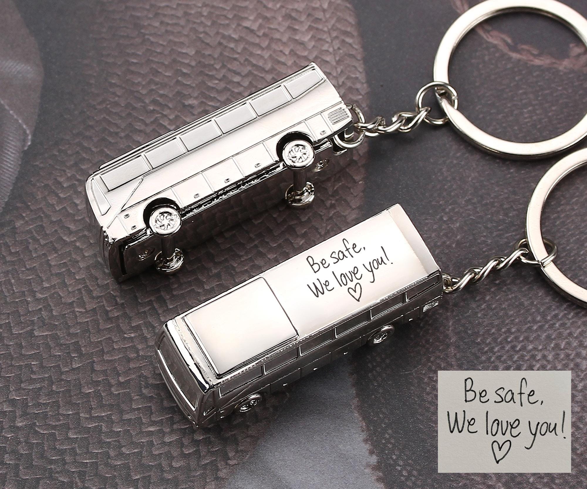 Personalized School Bus Keychain, Bus driver Gift, Custom Handwriting Keychain, Back To School Gift, Teacher Gift, Personalized Gift for Him