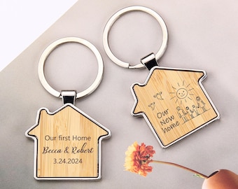 Peresonalized Our First Home KeyChain, Custom House Shaped Keyring, New Home Gift, Realtor Gift, Housewarming Present, Moving House Gift