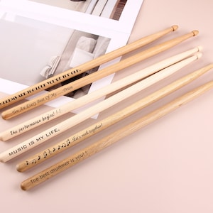 Baquetas de madera personalizadas 5A, baquetas con texto personalizado, regalos para bateristas, baquetas grabadas con láser, regalos para papá