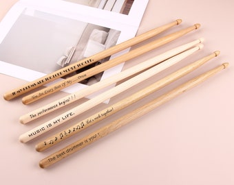 Wooden 5A Personalized Drum sticks, Custom Text Drumsticks, Drummer Gifts, Laser Engraved Drum Sticks, Gifts For Dad