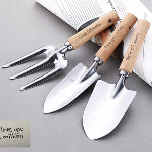 Personalized 3 Piece Garden Tool Set, Customized Actual Handwriting Garden Trowel and Rake, Gardening Gifts for Gardener,Father&#39;s day gift