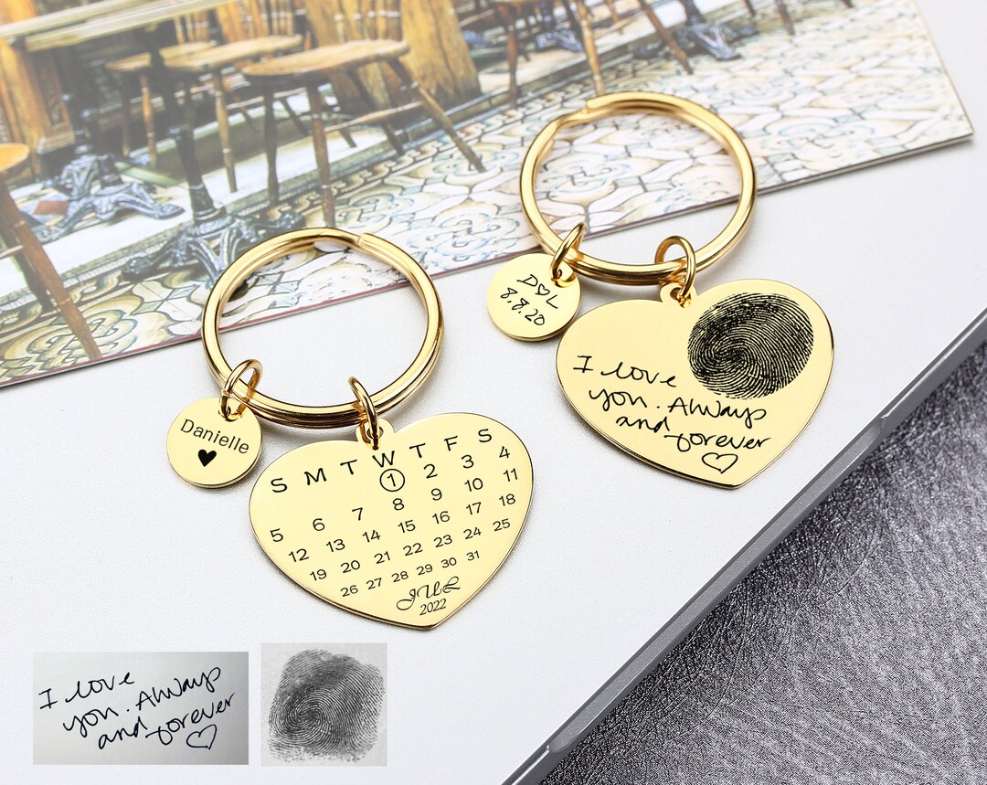 Calendar Date Keychain, Custom Photo, Couples Special Date, Actual
