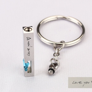 Personalized Urn Keychain for Human Ashes, Engraving Handwriting Cremation Memorial Bar Keychain, Ashes Keepsake for Human or Pets Ashes