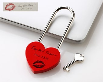 Custom Actual Handwriting Love Heart Lock, Personalized padlock, Locked in Love, Gifts for Couople, Valentine's Day Gifts,Anniversary gifts